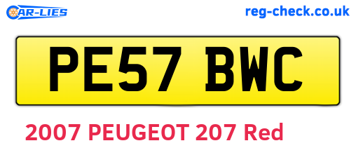 PE57BWC are the vehicle registration plates.
