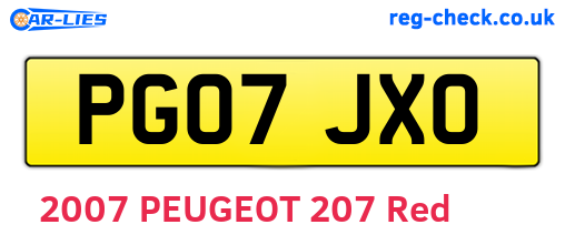 PG07JXO are the vehicle registration plates.