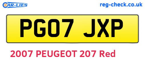 PG07JXP are the vehicle registration plates.