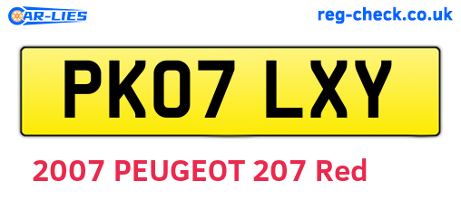PK07LXY are the vehicle registration plates.