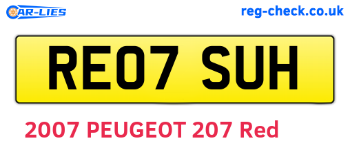 RE07SUH are the vehicle registration plates.