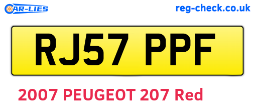 RJ57PPF are the vehicle registration plates.