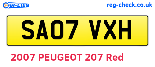 SA07VXH are the vehicle registration plates.