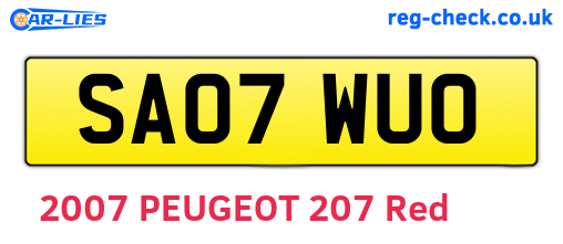 SA07WUO are the vehicle registration plates.
