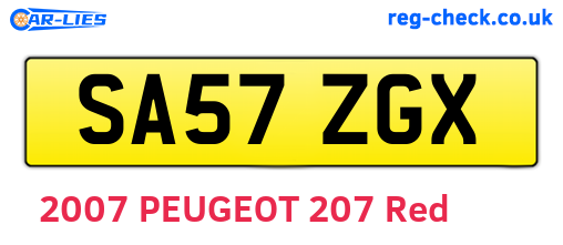 SA57ZGX are the vehicle registration plates.