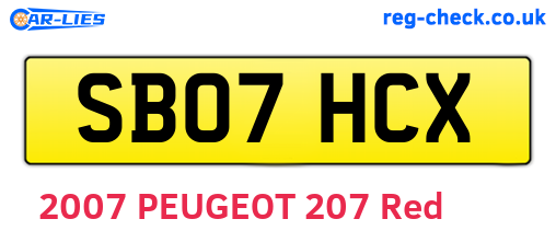 SB07HCX are the vehicle registration plates.
