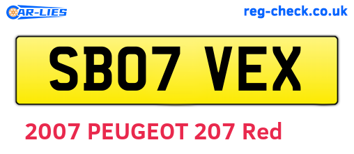 SB07VEX are the vehicle registration plates.