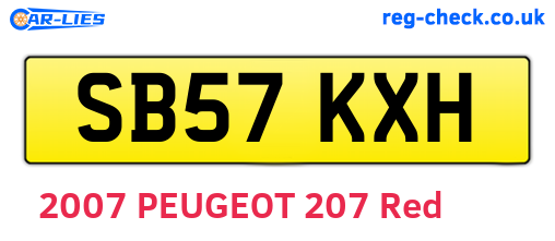 SB57KXH are the vehicle registration plates.