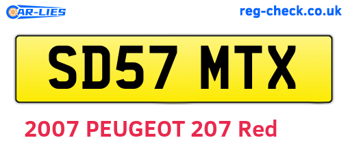 SD57MTX are the vehicle registration plates.