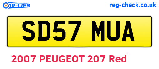 SD57MUA are the vehicle registration plates.