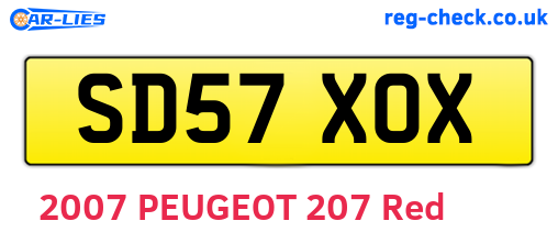SD57XOX are the vehicle registration plates.