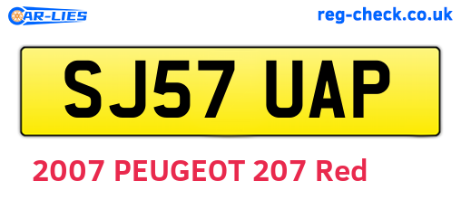 SJ57UAP are the vehicle registration plates.
