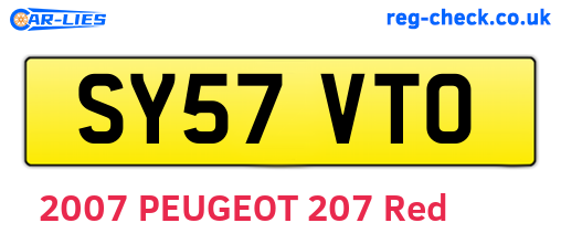 SY57VTO are the vehicle registration plates.