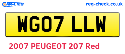 WG07LLW are the vehicle registration plates.