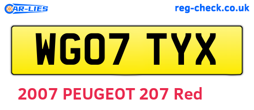 WG07TYX are the vehicle registration plates.