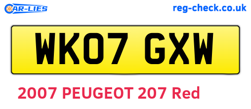 WK07GXW are the vehicle registration plates.