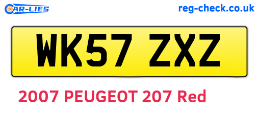 WK57ZXZ are the vehicle registration plates.