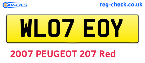 WL07EOY are the vehicle registration plates.