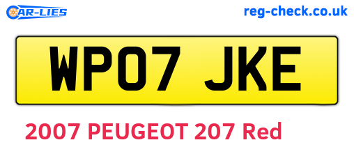 WP07JKE are the vehicle registration plates.