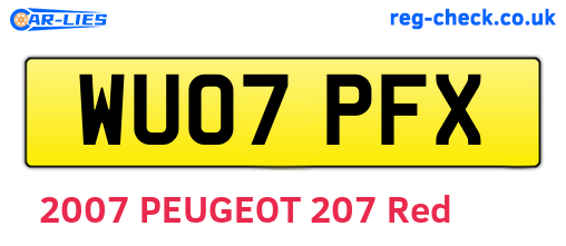 WU07PFX are the vehicle registration plates.