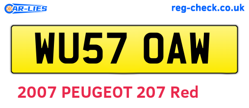 WU57OAW are the vehicle registration plates.