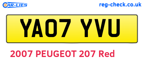 YA07YVU are the vehicle registration plates.