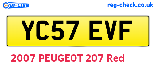 YC57EVF are the vehicle registration plates.