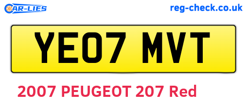 YE07MVT are the vehicle registration plates.