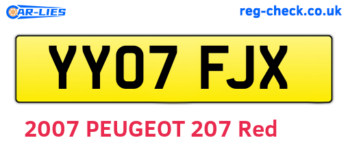 YY07FJX are the vehicle registration plates.