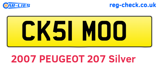 CK51MOO are the vehicle registration plates.