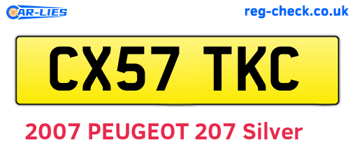 CX57TKC are the vehicle registration plates.