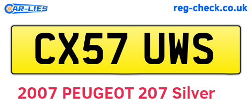 CX57UWS are the vehicle registration plates.