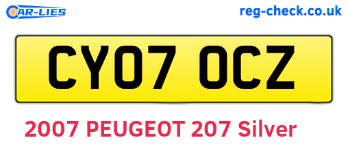 CY07OCZ are the vehicle registration plates.