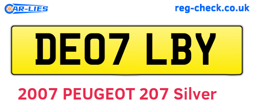 DE07LBY are the vehicle registration plates.