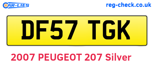 DF57TGK are the vehicle registration plates.