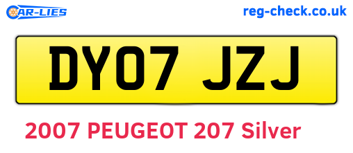 DY07JZJ are the vehicle registration plates.
