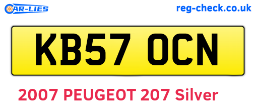 KB57OCN are the vehicle registration plates.