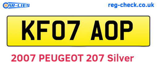 KF07AOP are the vehicle registration plates.