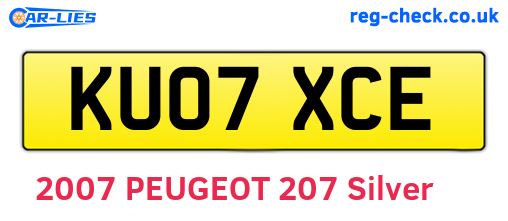 KU07XCE are the vehicle registration plates.