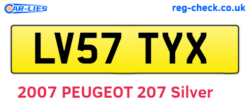 LV57TYX are the vehicle registration plates.