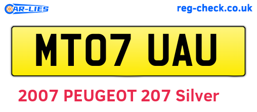 MT07UAU are the vehicle registration plates.
