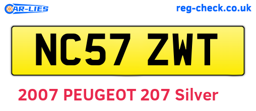 NC57ZWT are the vehicle registration plates.