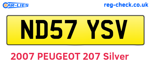 ND57YSV are the vehicle registration plates.