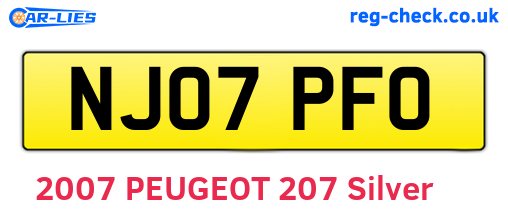 NJ07PFO are the vehicle registration plates.
