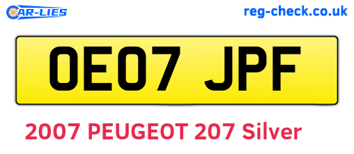OE07JPF are the vehicle registration plates.