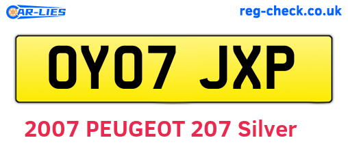 OY07JXP are the vehicle registration plates.
