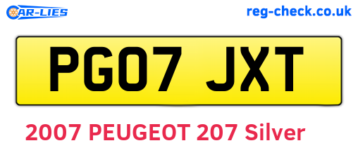 PG07JXT are the vehicle registration plates.