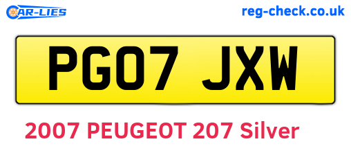 PG07JXW are the vehicle registration plates.