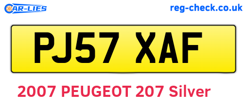PJ57XAF are the vehicle registration plates.