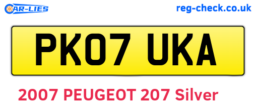 PK07UKA are the vehicle registration plates.